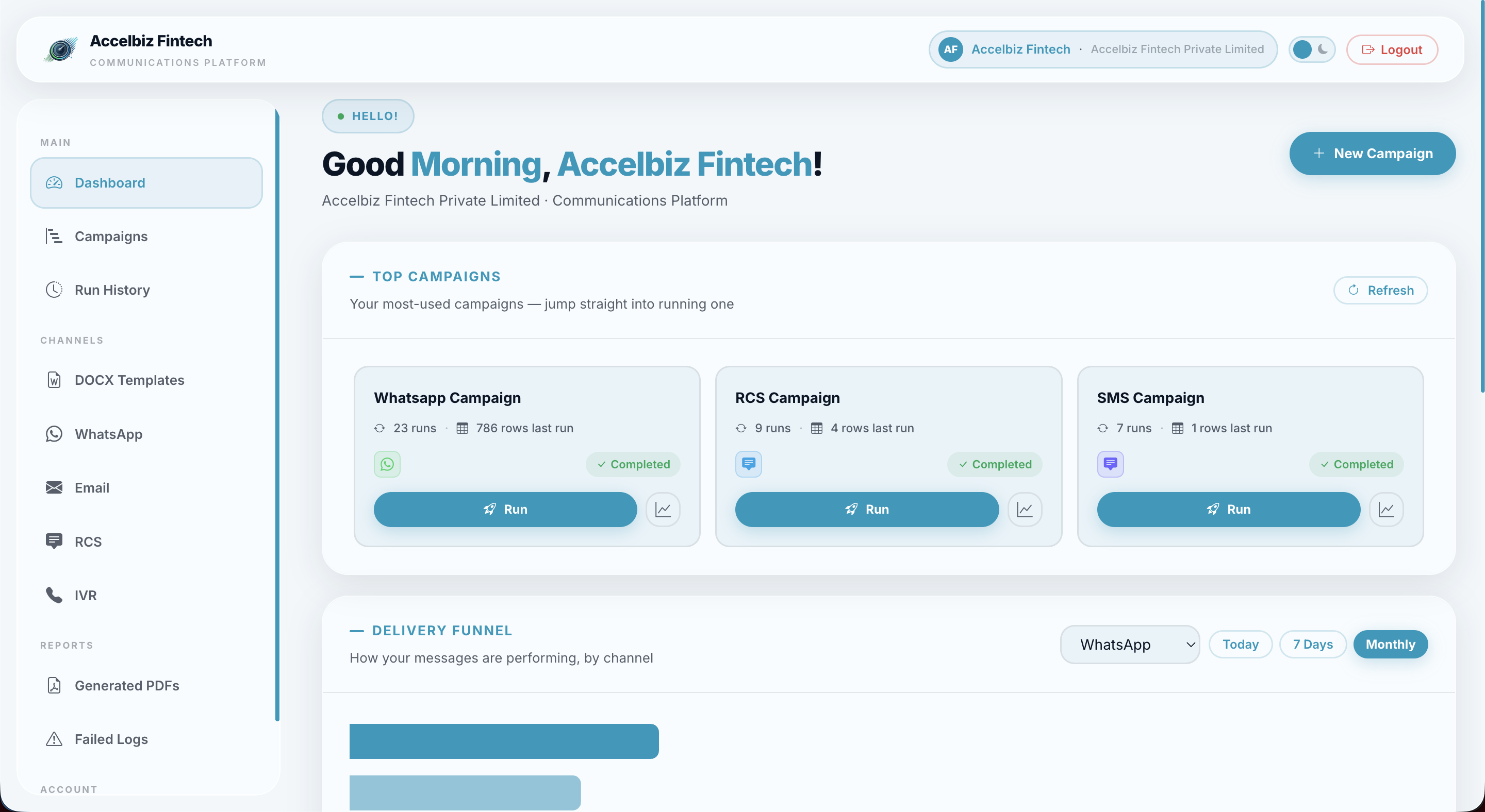 Accelbiz dashboard preview