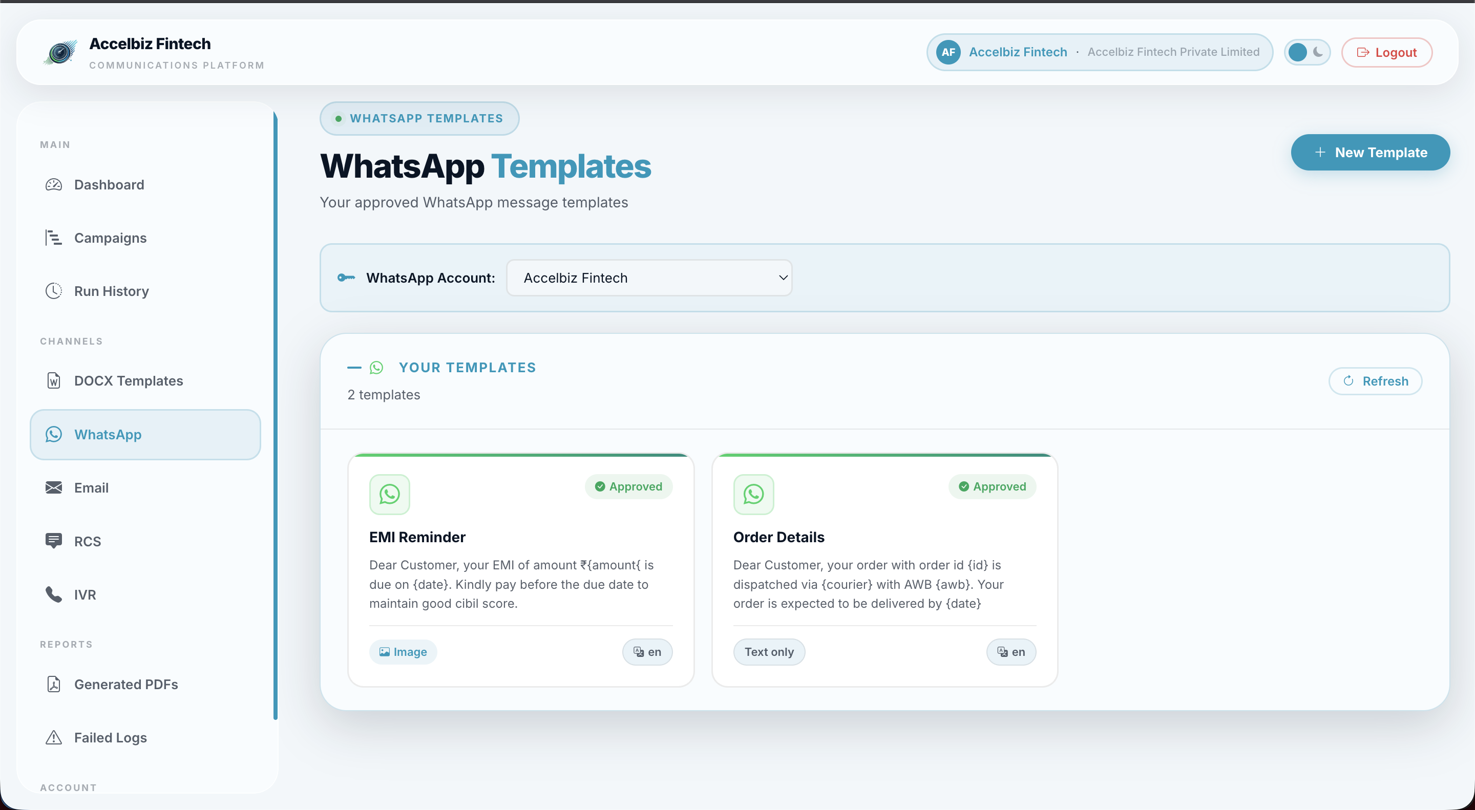WhatsApp template builder